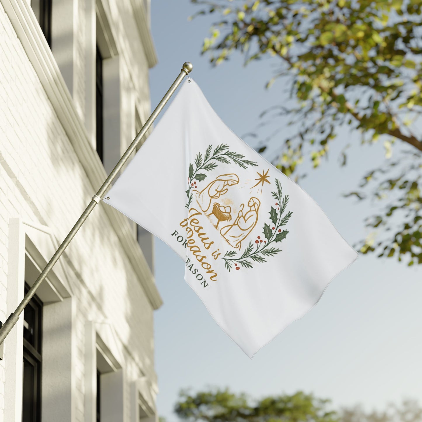 Double-Sided Flag — "Jesus Is the Reason for the Season" Nativity Christmas Flag