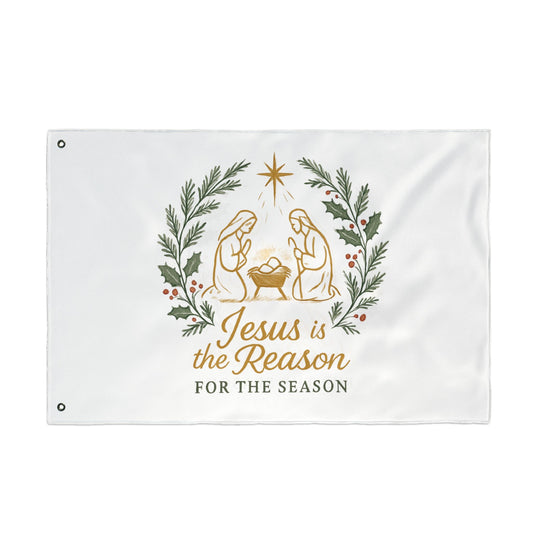 Double-Sided Flag — "Jesus Is the Reason for the Season" Nativity Christmas Flag