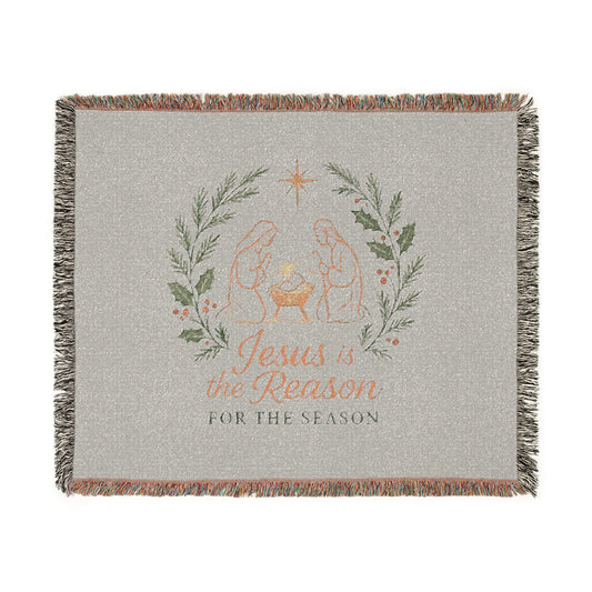 Jesus Is the Reason Woven Blanket — Nativity Christmas Throw