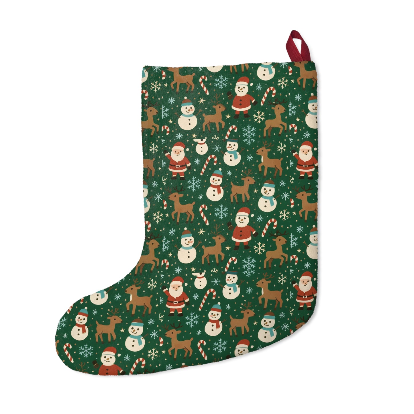 Christmas Stocking – Cute Santa, Snowman & Reindeer Pattern Holiday Stocking