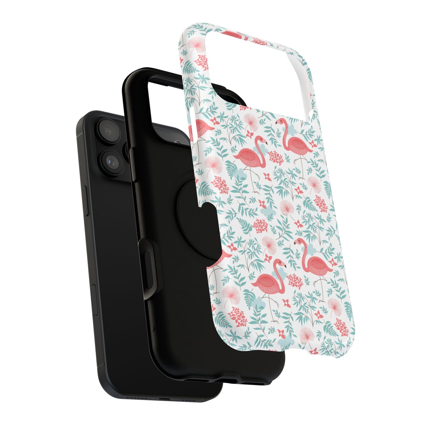 Flamingo Floral Impact Phone Case — Shockproof Protective Cover with Pink Flamingo & Botanical Pattern
