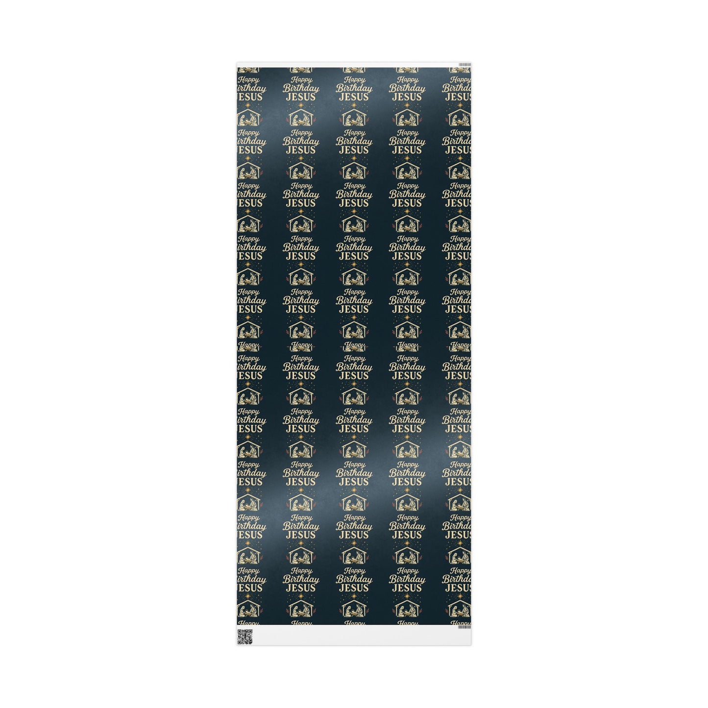 Happy Birthday Jesus and Nativity Scene Pattern Wrapping Paper - Midnight-Blue