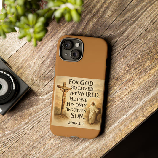 Christian John 3:16 Phone Case – 'For God So Loved the World' Tough Protective Cover