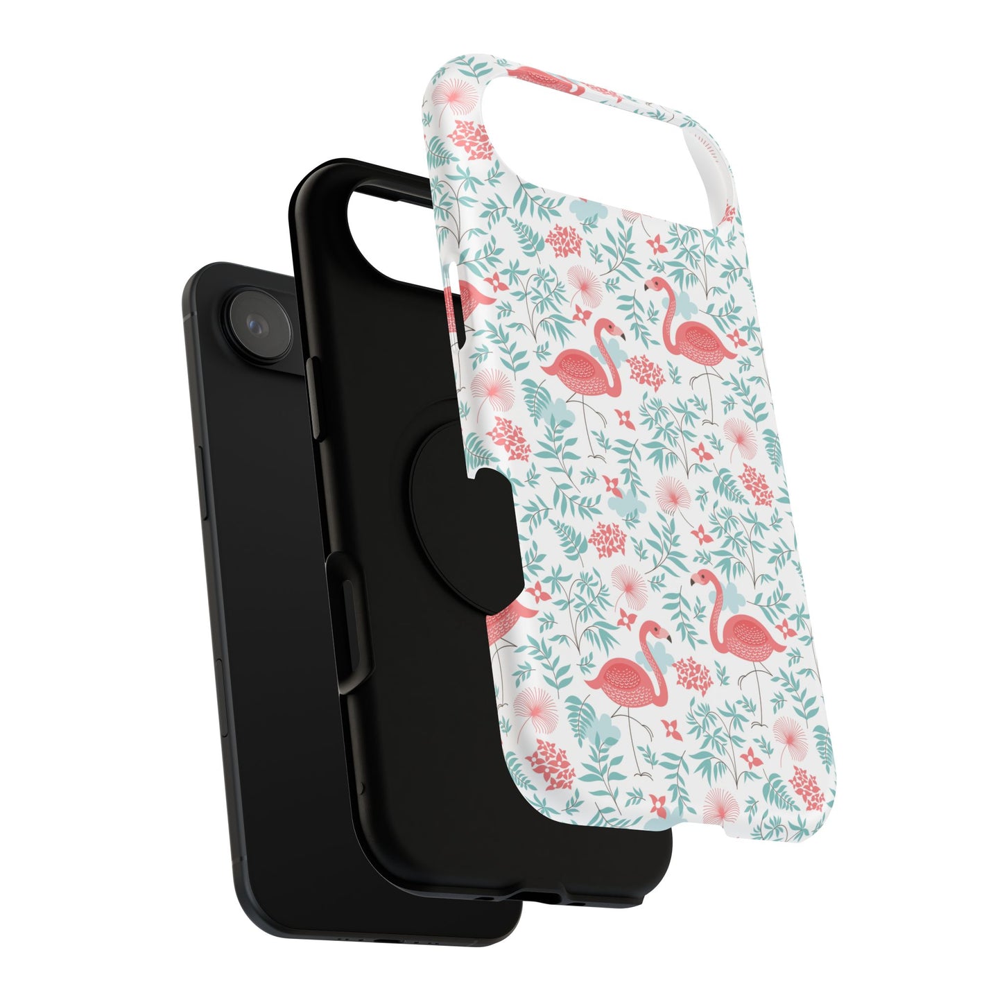 Flamingo Floral Impact Phone Case — Shockproof Protective Cover with Pink Flamingo & Botanical Pattern