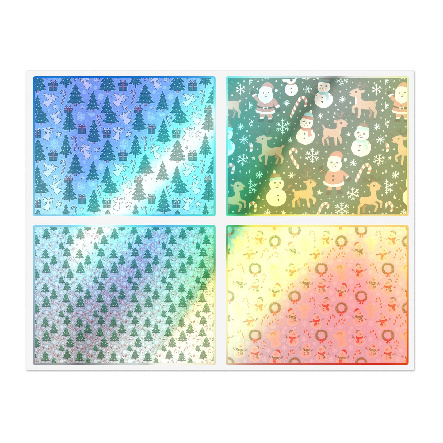 Holographic Holiday Sticker Sheets — 10-Pack Christmas Window Decals