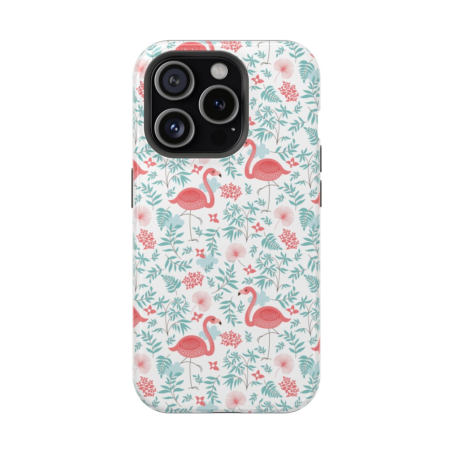 Flamingo Floral Impact Phone Case — Shockproof Protective Cover with Pink Flamingo & Botanical Pattern