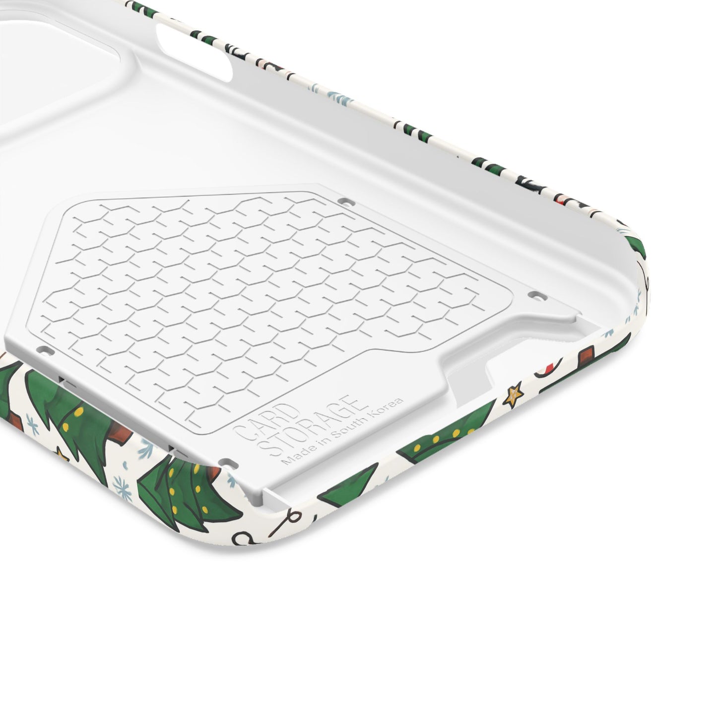 Festive Christmas Trees Phone Card Case – Holiday Candy Cane & Gift Pattern