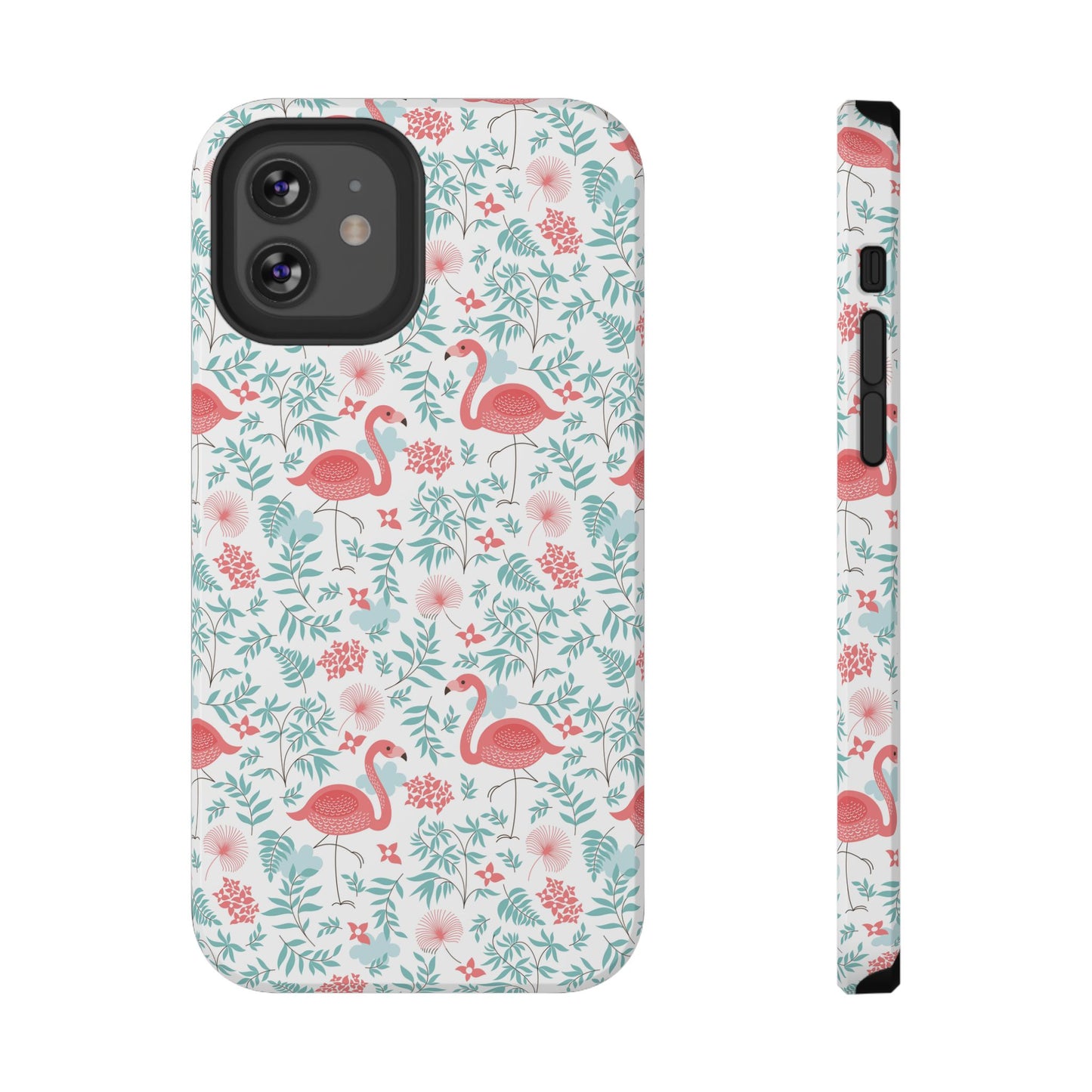 Flamingo Floral Impact Phone Case — Shockproof Protective Cover with Pink Flamingo & Botanical Pattern