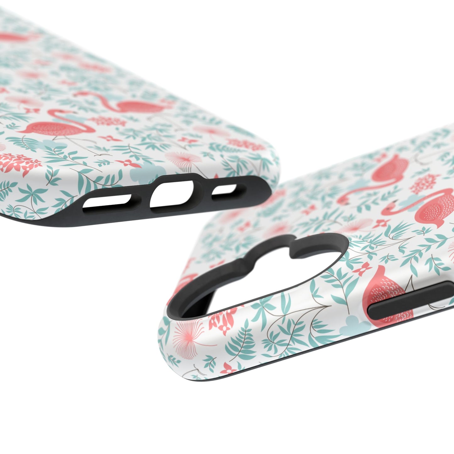 Flamingo Floral Impact Phone Case — Shockproof Protective Cover with Pink Flamingo & Botanical Pattern
