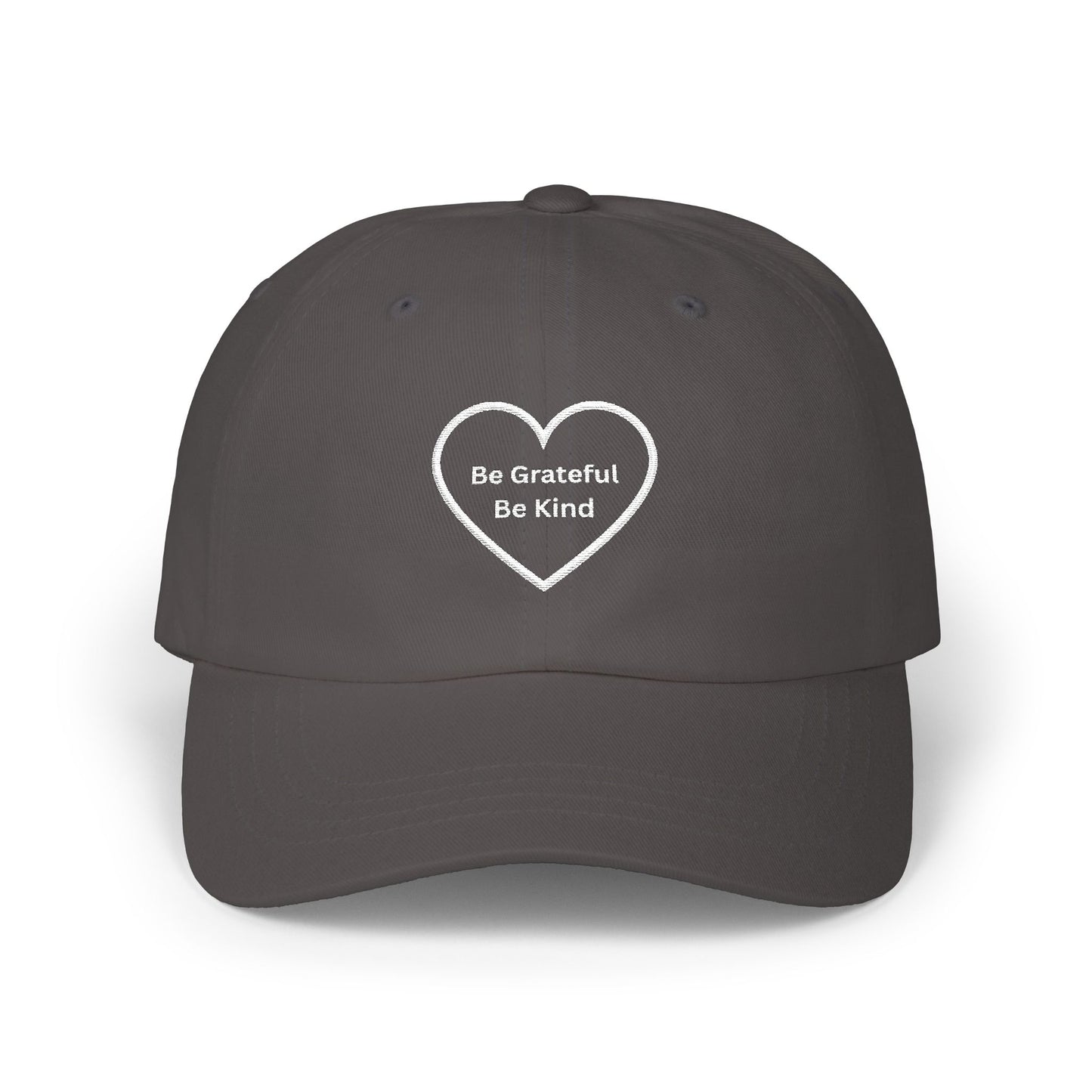 Camo Dad Cap — Embroidered 'Be Grateful Be Kind' Heart