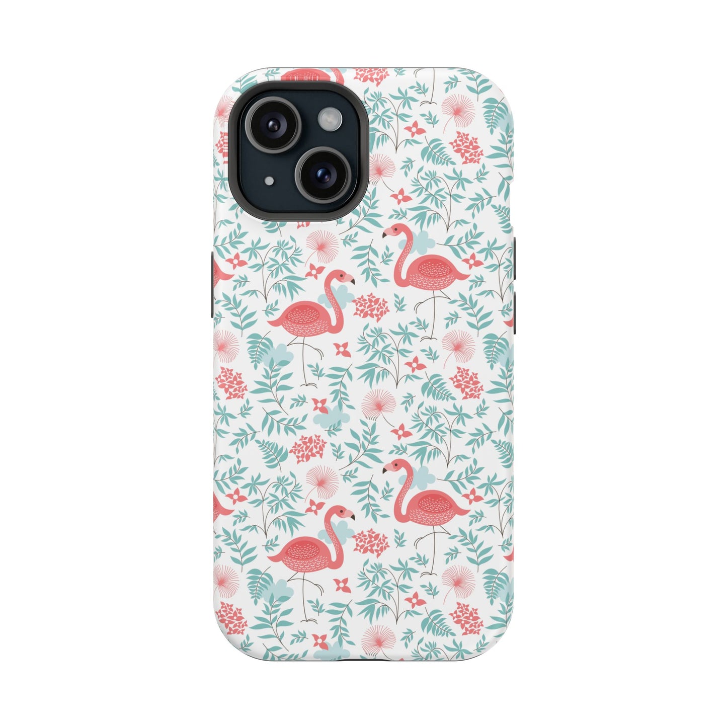 Flamingo Floral Impact Phone Case — Shockproof Protective Cover with Pink Flamingo & Botanical Pattern