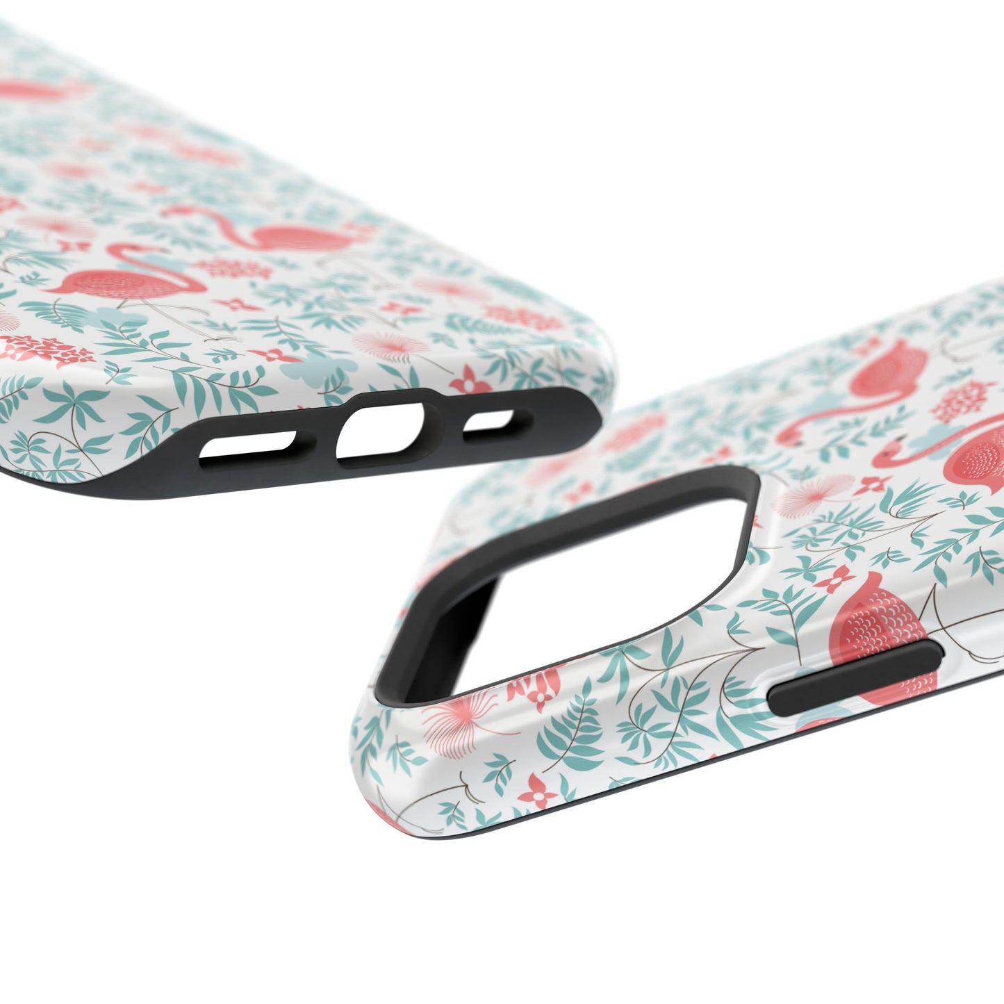 Flamingo Floral Impact Phone Case — Shockproof Protective Cover with Pink Flamingo & Botanical Pattern
