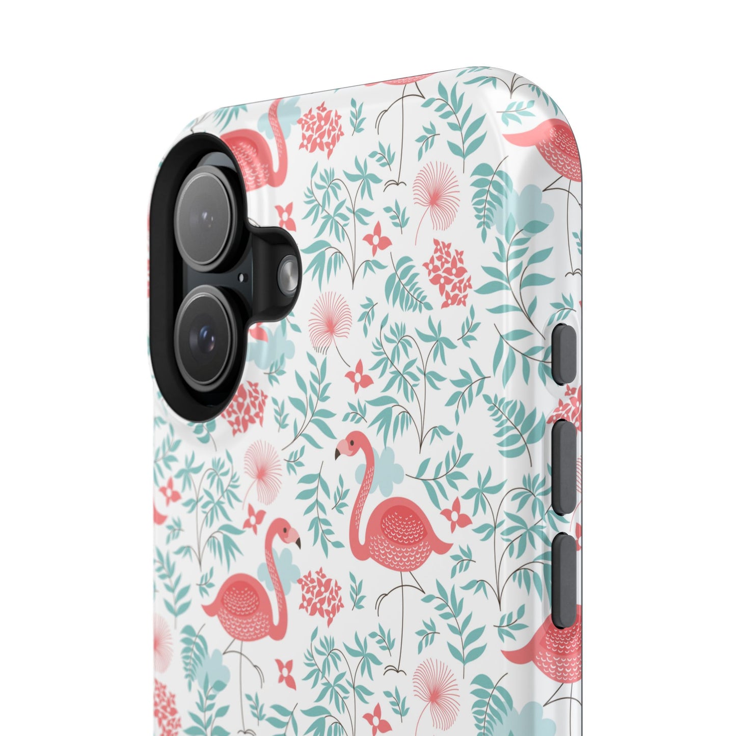 Flamingo Floral Impact Phone Case — Shockproof Protective Cover with Pink Flamingo & Botanical Pattern
