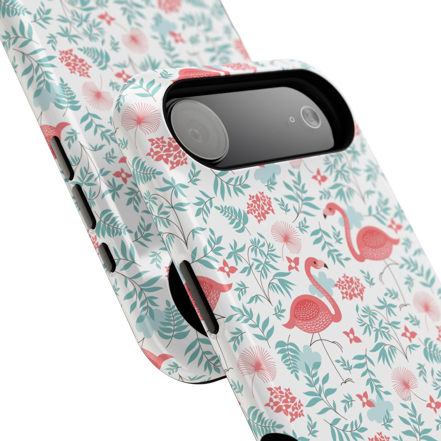 Flamingo Floral Impact Phone Case — Shockproof Protective Cover with Pink Flamingo & Botanical Pattern