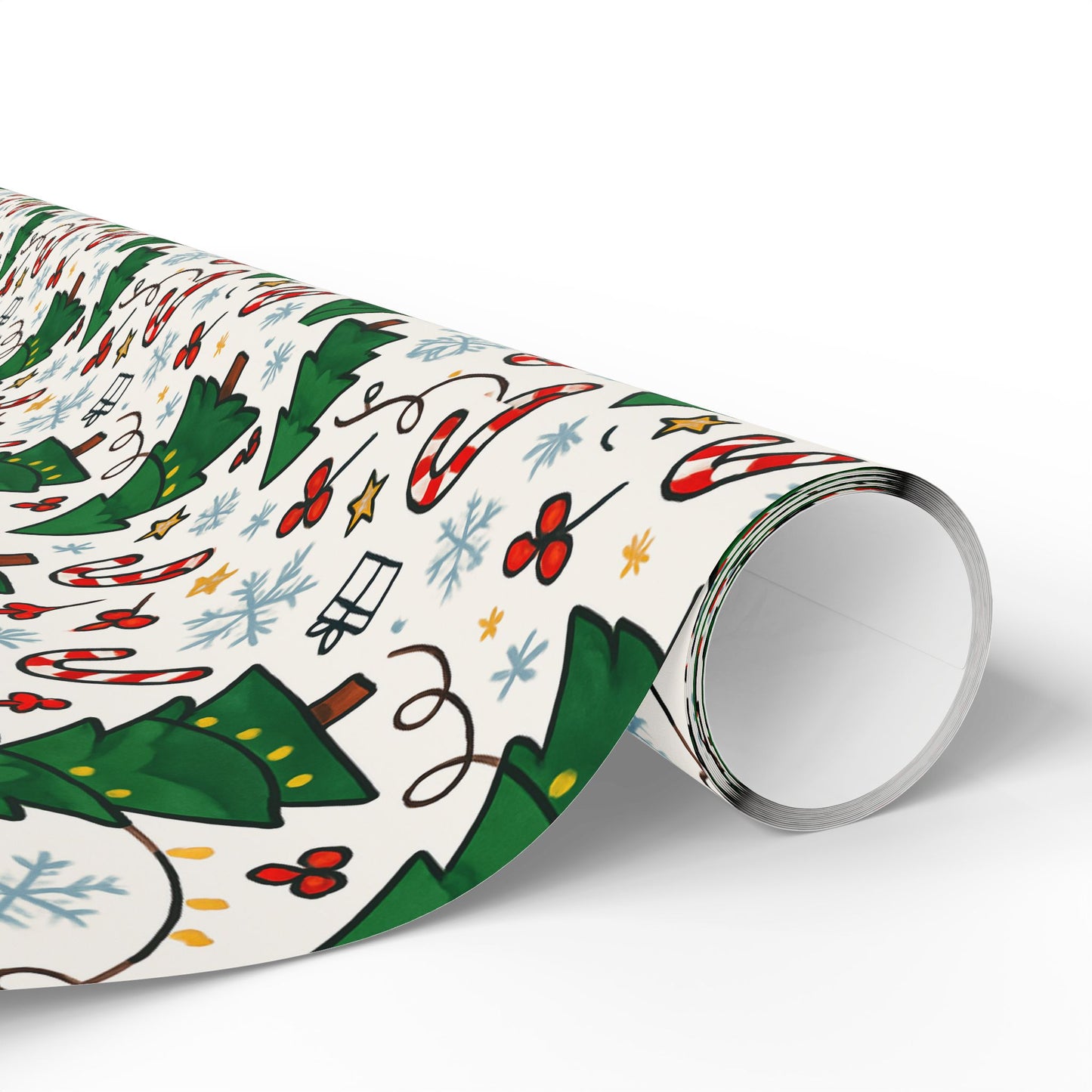 Christmas Trees & Candy Canes Wrapping Paper Roll — Festive Holiday Gift Wrap
