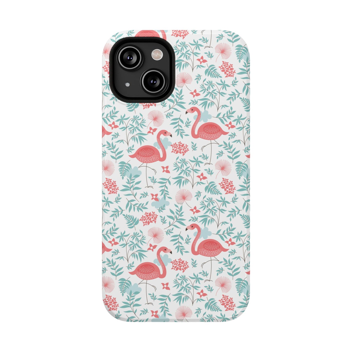 Flamingo Floral Impact Phone Case — Shockproof Protective Cover with Pink Flamingo & Botanical Pattern