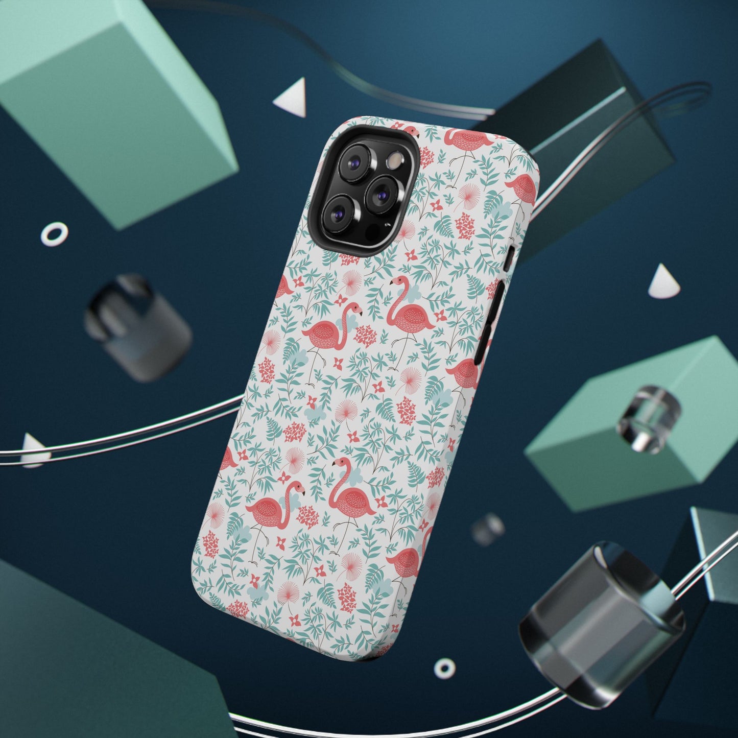 Flamingo Floral Impact Phone Case — Shockproof Protective Cover with Pink Flamingo & Botanical Pattern