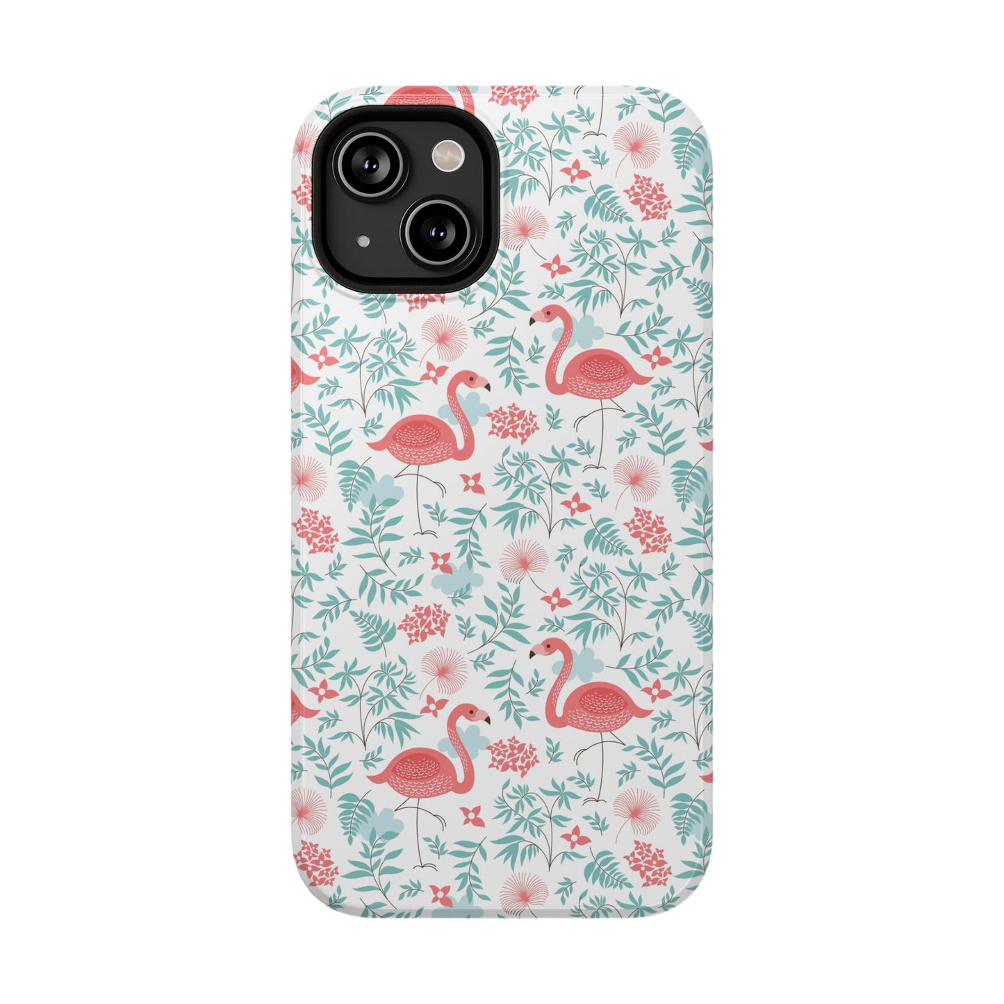 Flamingo Floral Impact Phone Case — Shockproof Protective Cover with Pink Flamingo & Botanical Pattern