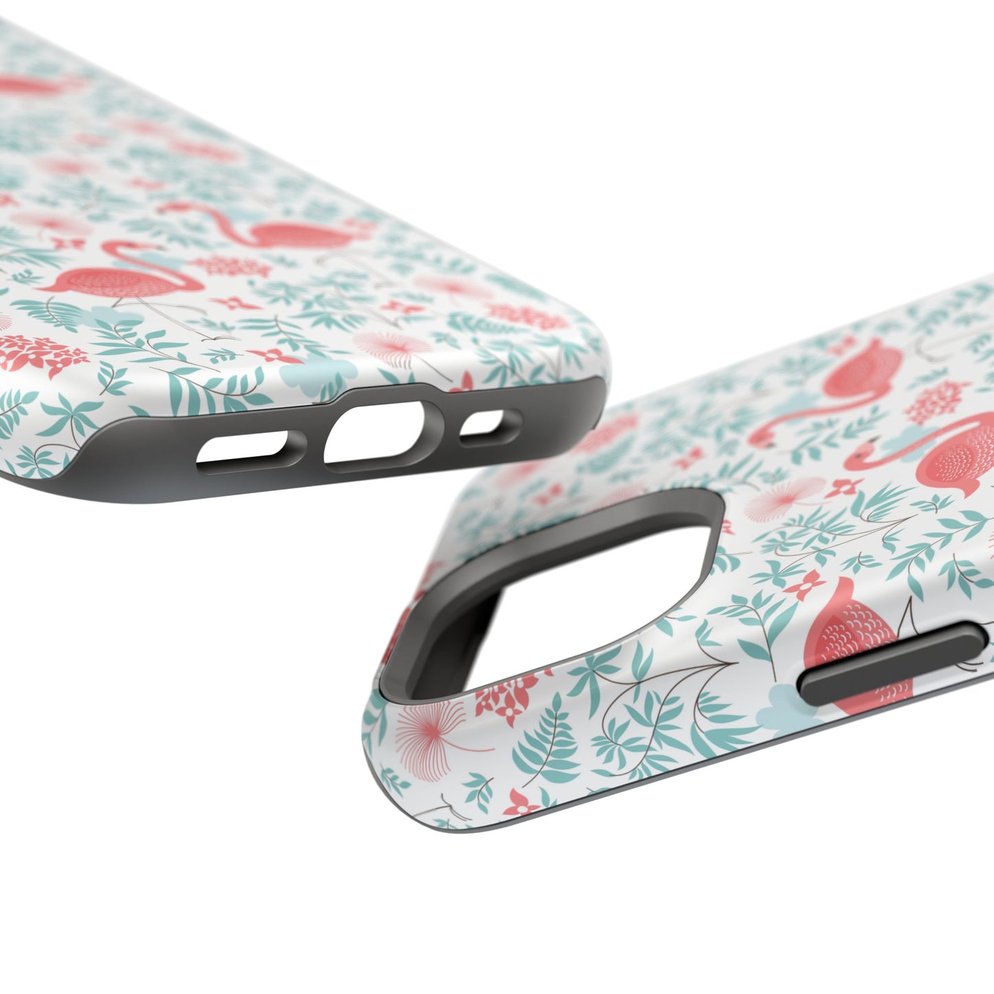 Flamingo Floral Impact Phone Case — Shockproof Protective Cover with Pink Flamingo & Botanical Pattern
