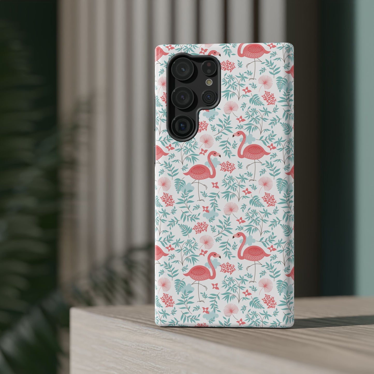 Flamingo Floral Impact Phone Case — Shockproof Protective Cover with Pink Flamingo & Botanical Pattern