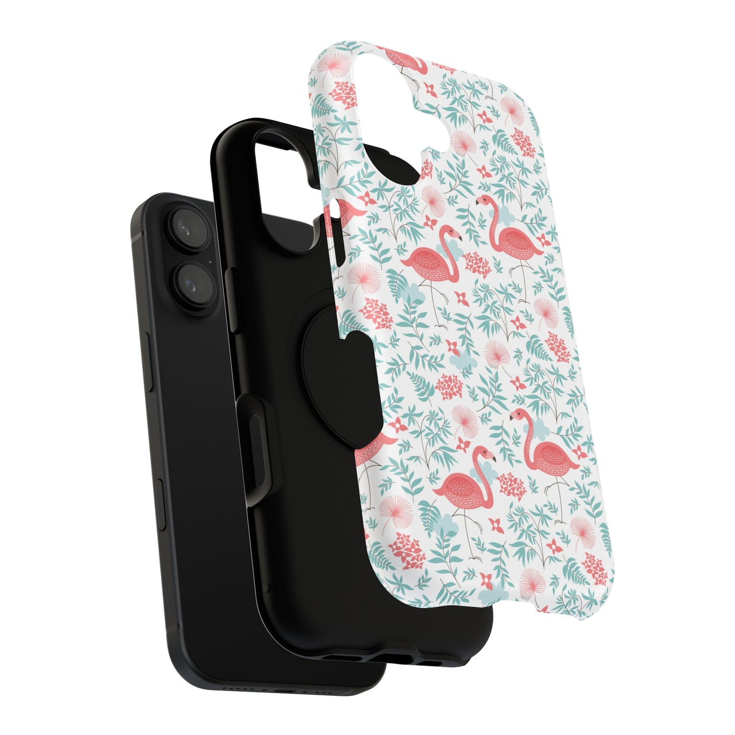 Flamingo Floral Impact Phone Case — Shockproof Protective Cover with Pink Flamingo & Botanical Pattern