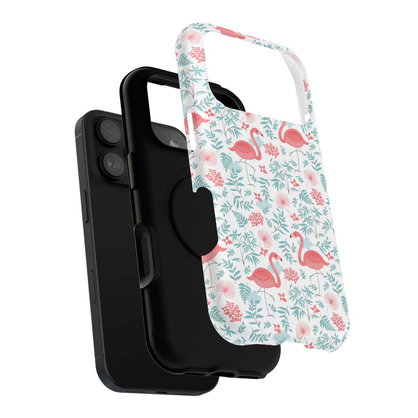 Flamingo Floral Impact Phone Case — Shockproof Protective Cover with Pink Flamingo & Botanical Pattern