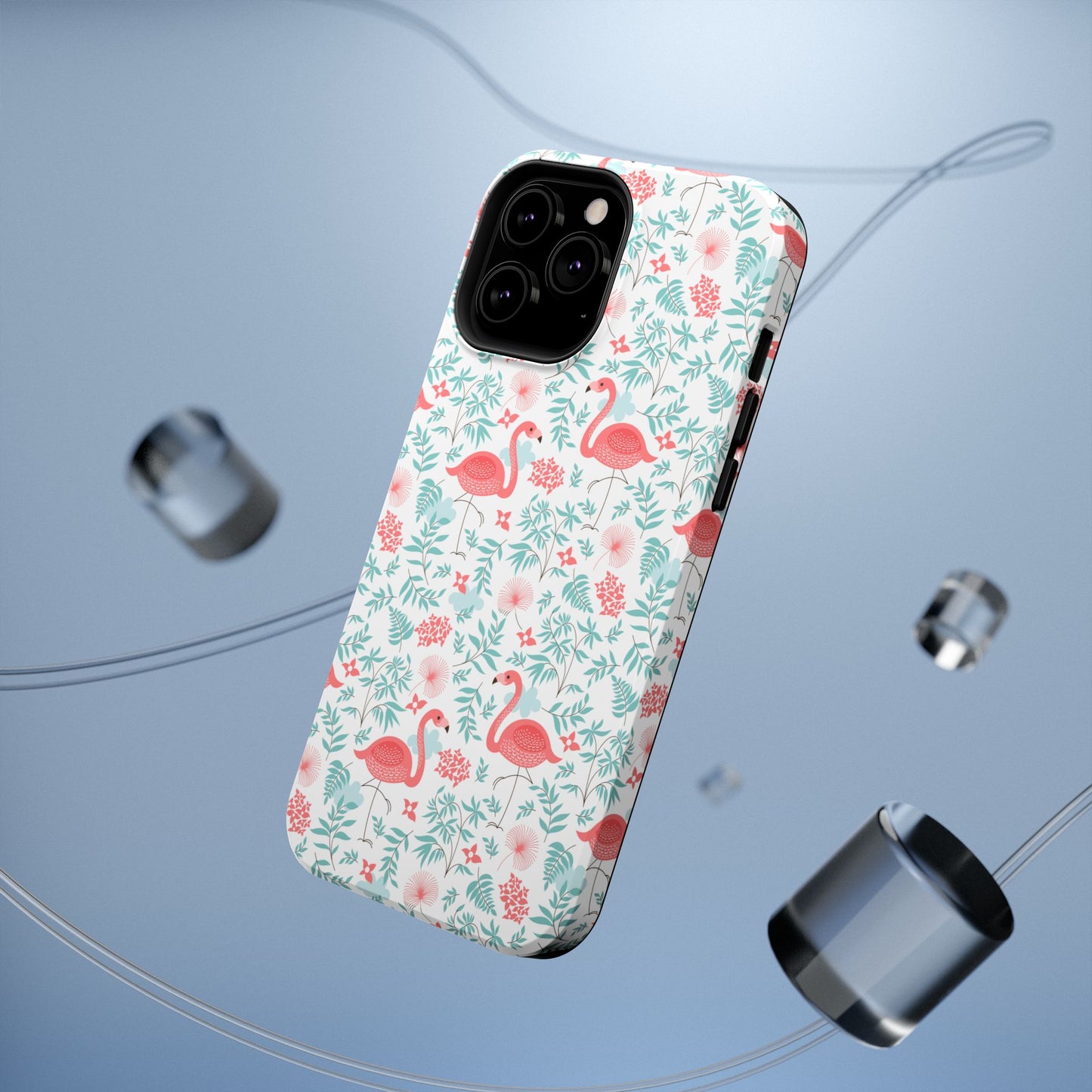 Flamingo Floral Impact Phone Case — Shockproof Protective Cover with Pink Flamingo & Botanical Pattern