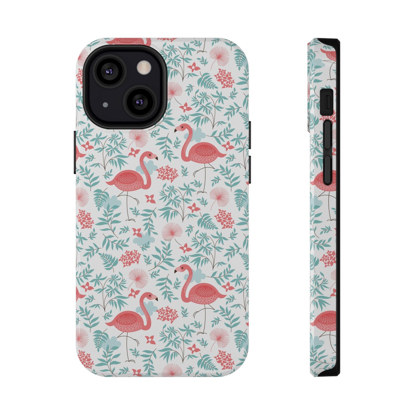 Flamingo Floral Impact Phone Case — Shockproof Protective Cover with Pink Flamingo & Botanical Pattern