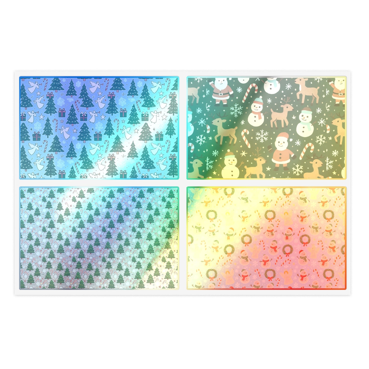 Holographic Holiday Sticker Sheets — 10-Pack Christmas Window Decals
