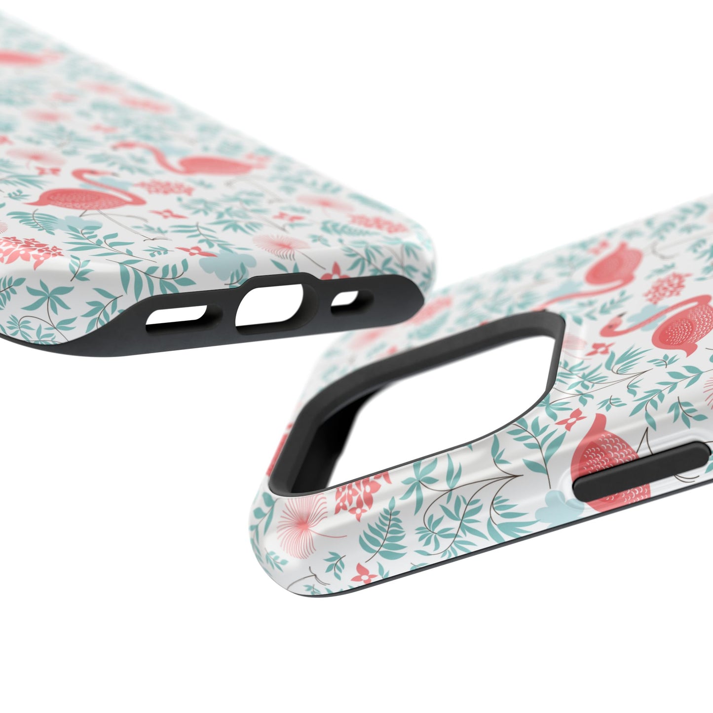 Flamingo Floral Impact Phone Case — Shockproof Protective Cover with Pink Flamingo & Botanical Pattern