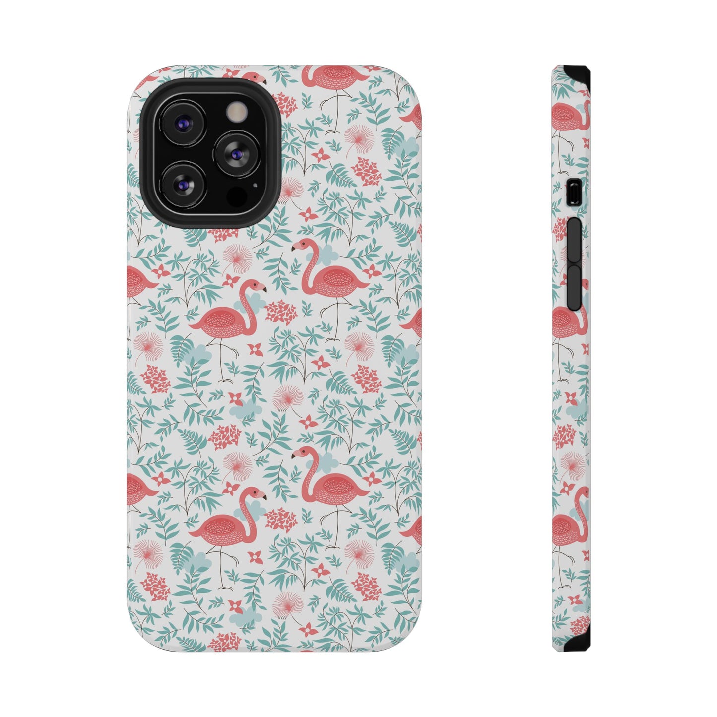 Flamingo Floral Impact Phone Case — Shockproof Protective Cover with Pink Flamingo & Botanical Pattern