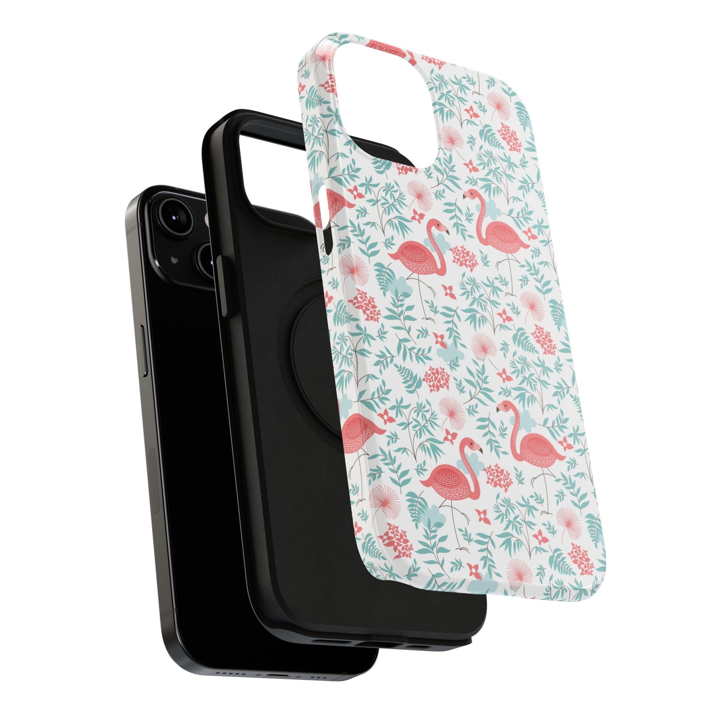 Flamingo Floral Impact Phone Case — Shockproof Protective Cover with Pink Flamingo & Botanical Pattern