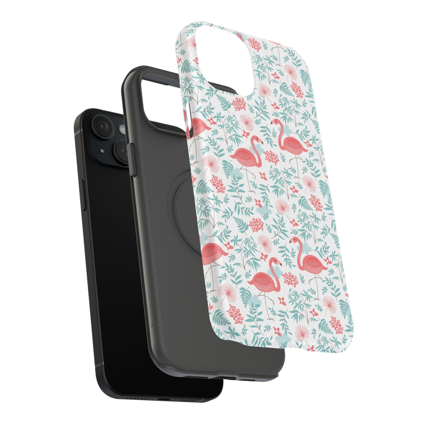 Flamingo Floral Impact Phone Case — Shockproof Protective Cover with Pink Flamingo & Botanical Pattern