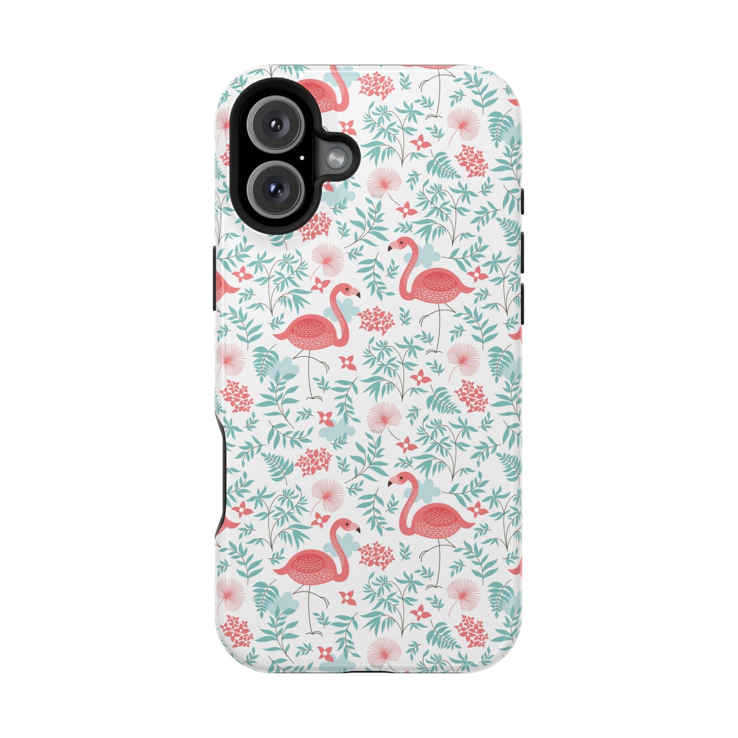 Flamingo Floral Impact Phone Case — Shockproof Protective Cover with Pink Flamingo & Botanical Pattern