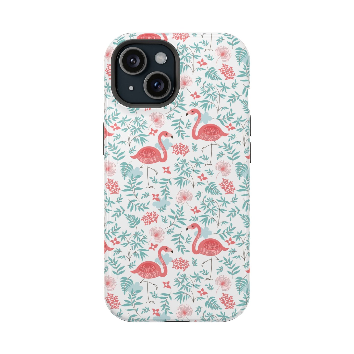 Flamingo Floral Impact Phone Case — Shockproof Protective Cover with Pink Flamingo & Botanical Pattern