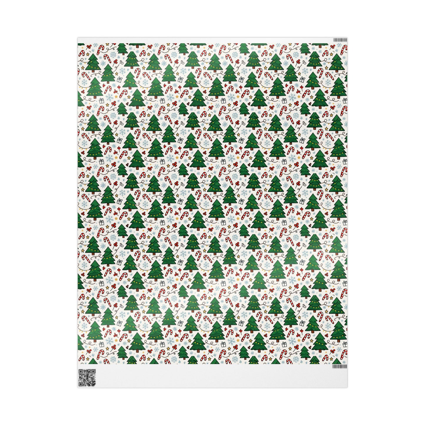 Christmas Trees & Candy Canes Wrapping Paper Roll — Festive Holiday Gift Wrap