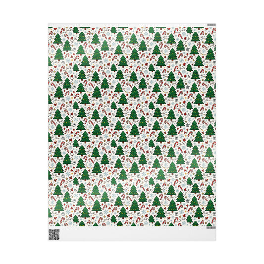 Christmas Trees & Candy Canes Wrapping Paper Roll — Festive Holiday Gift Wrap