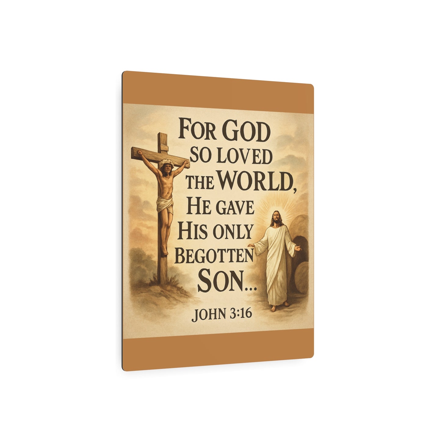 God So Loved the World Metal Art Sign — Jesus Scripture Wall Decor