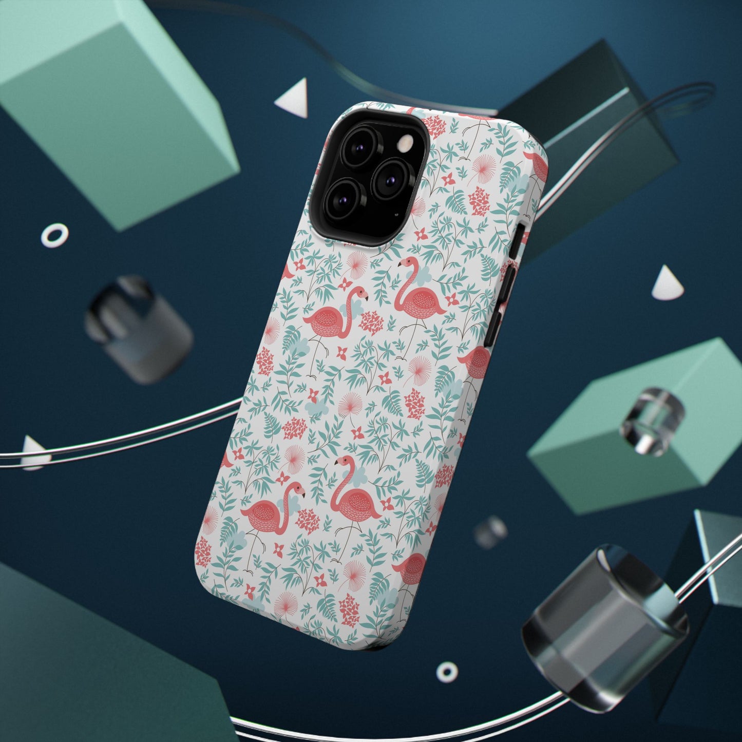 Flamingo Floral Impact Phone Case — Shockproof Protective Cover with Pink Flamingo & Botanical Pattern