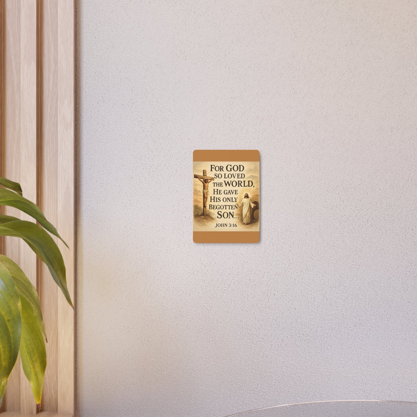 God So Loved the World Metal Art Sign — Jesus Scripture Wall Decor