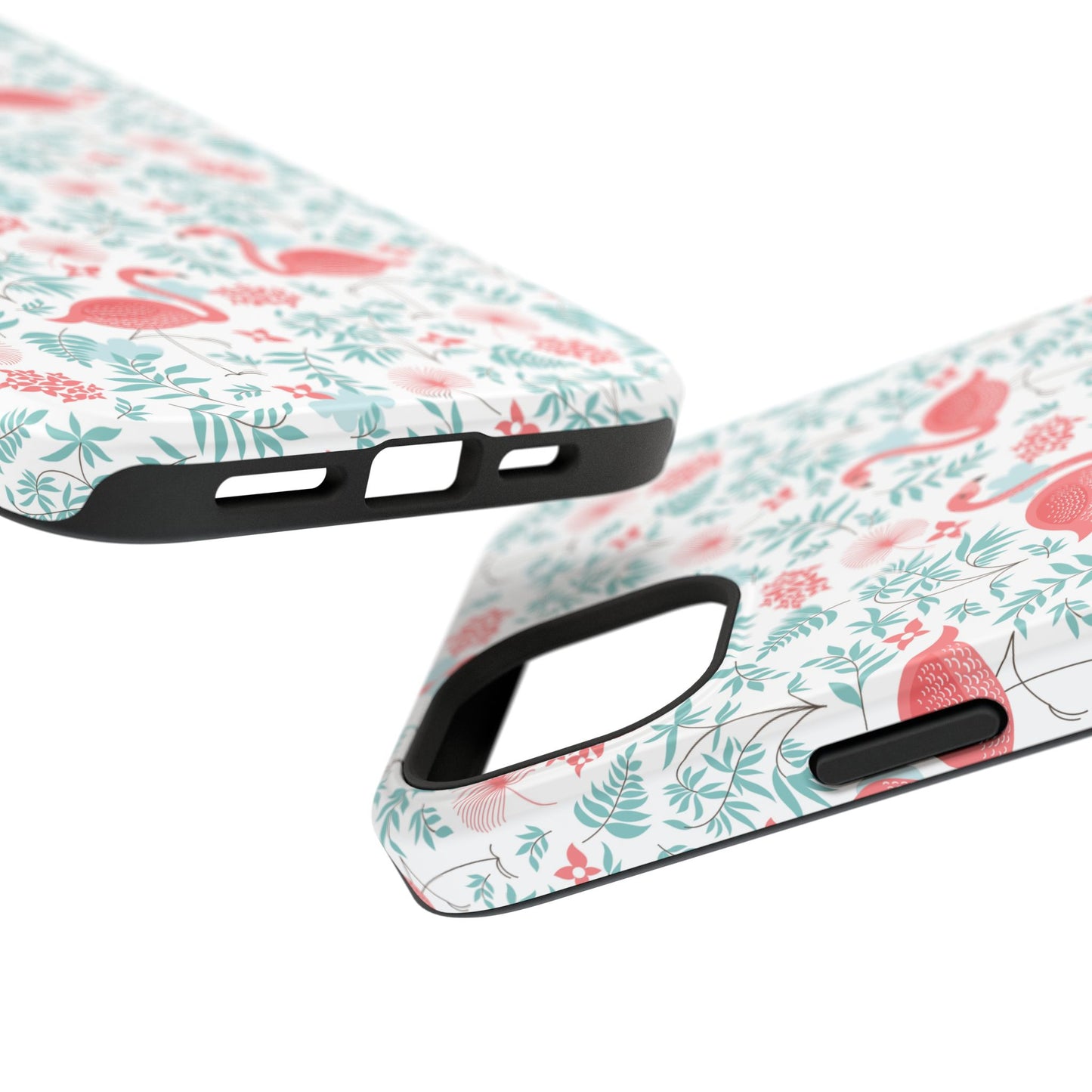 Flamingo Floral Impact Phone Case — Shockproof Protective Cover with Pink Flamingo & Botanical Pattern