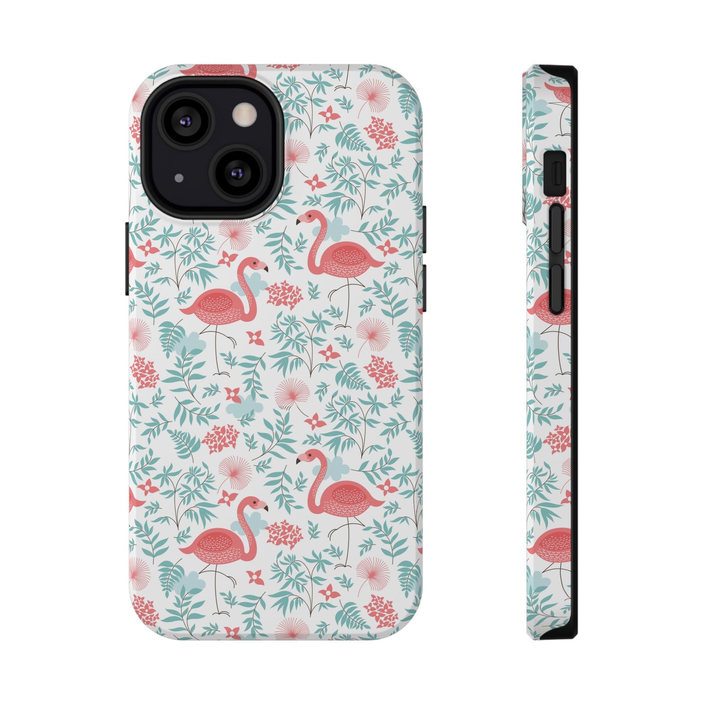 Flamingo Floral Impact Phone Case — Shockproof Protective Cover with Pink Flamingo & Botanical Pattern
