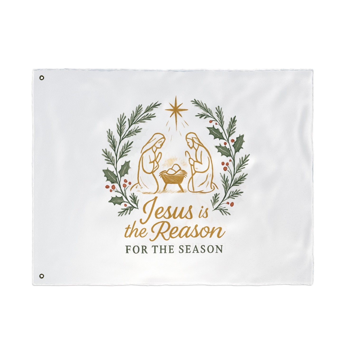 Double-Sided Flag — "Jesus Is the Reason for the Season" Nativity Christmas Flag