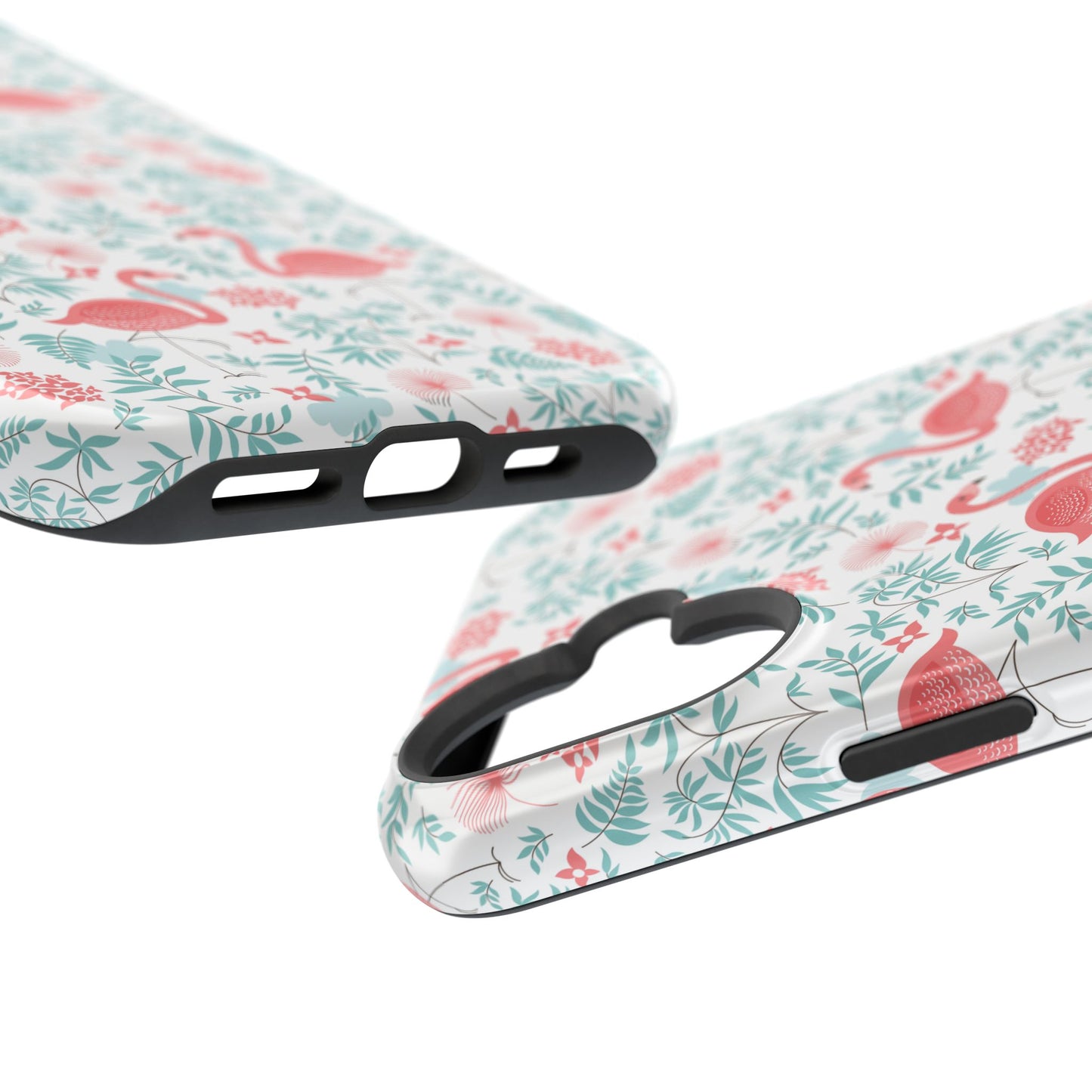 Flamingo Floral Impact Phone Case — Shockproof Protective Cover with Pink Flamingo & Botanical Pattern