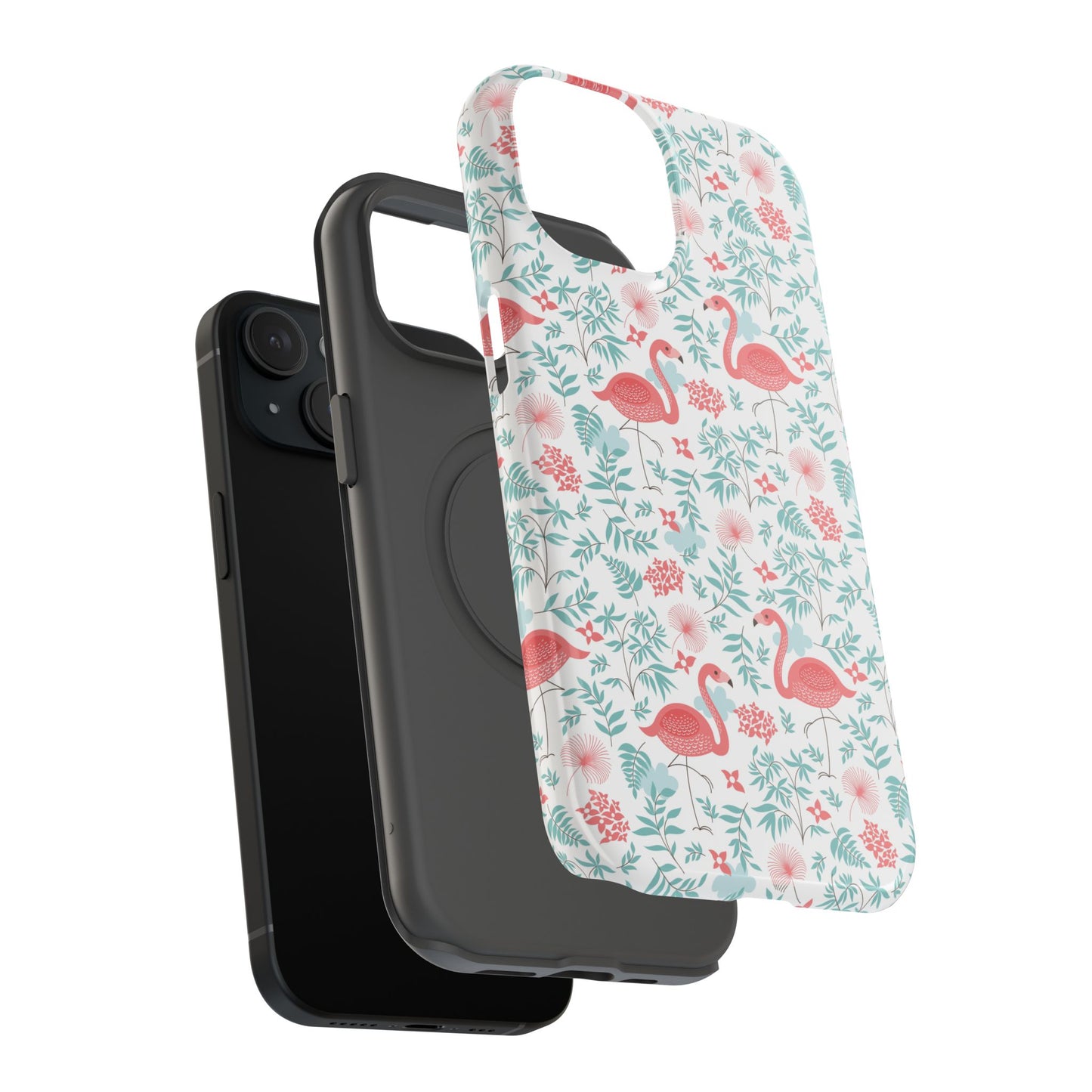 Flamingo Floral Impact Phone Case — Shockproof Protective Cover with Pink Flamingo & Botanical Pattern