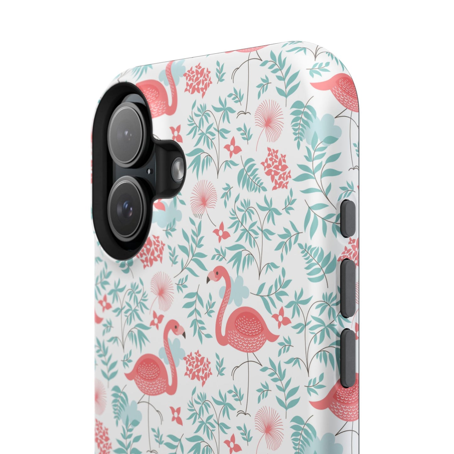 Flamingo Floral Impact Phone Case — Shockproof Protective Cover with Pink Flamingo & Botanical Pattern