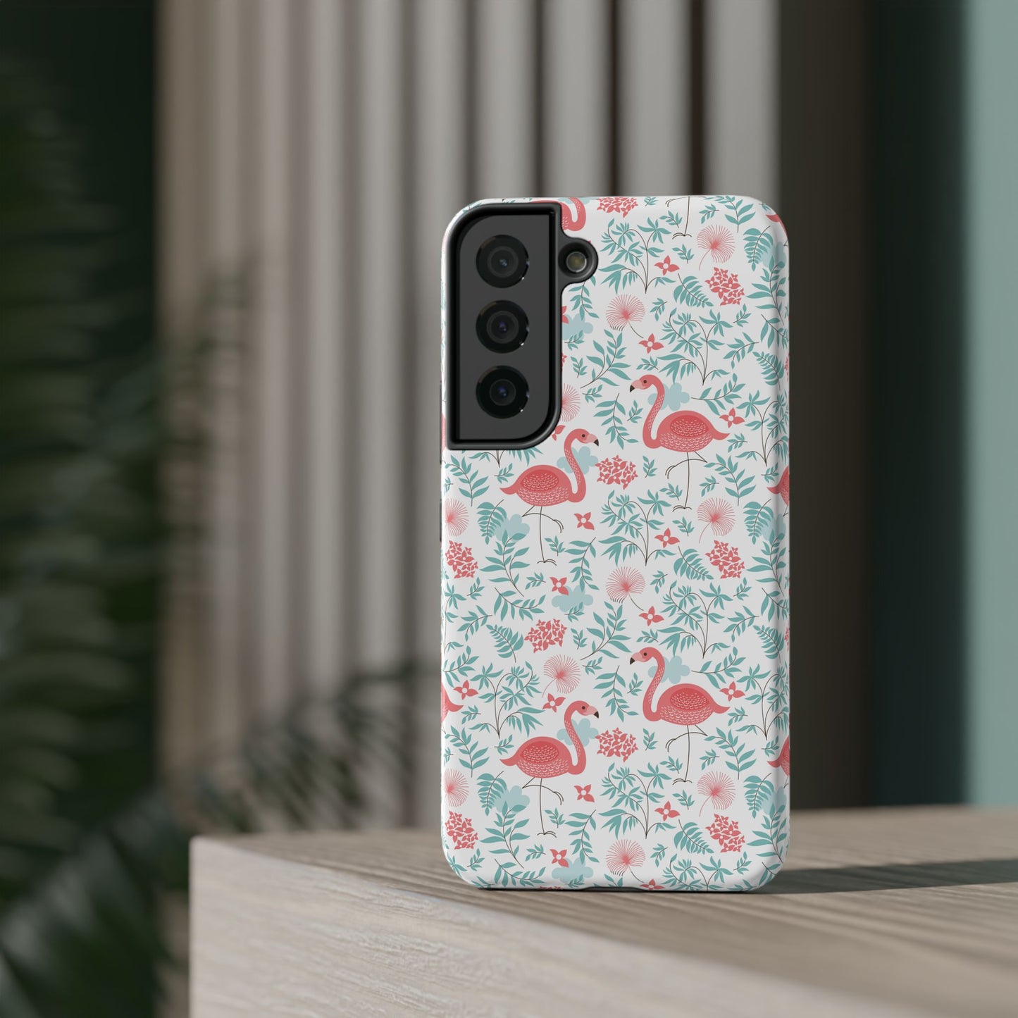 Flamingo Floral Impact Phone Case — Shockproof Protective Cover with Pink Flamingo & Botanical Pattern