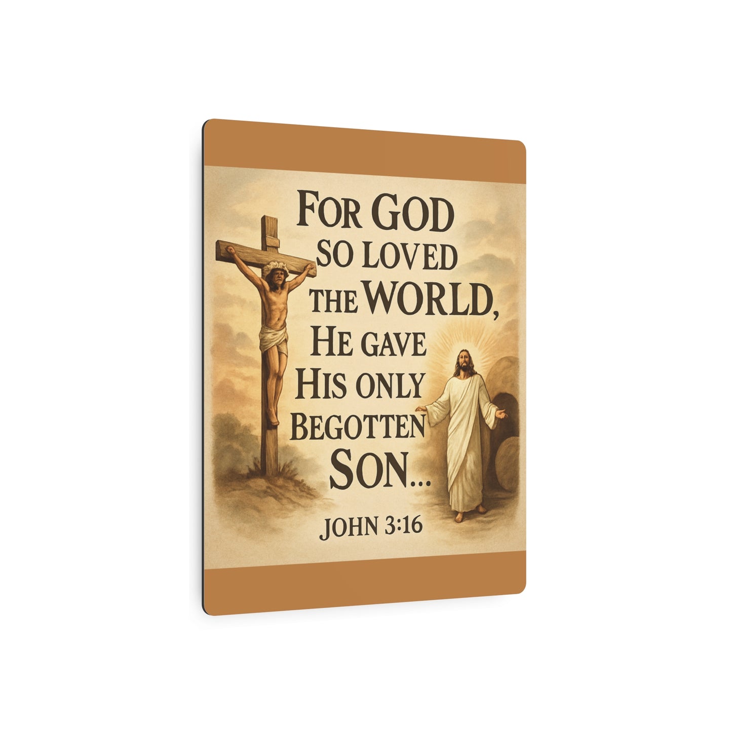 God So Loved the World Metal Art Sign — Jesus Scripture Wall Decor