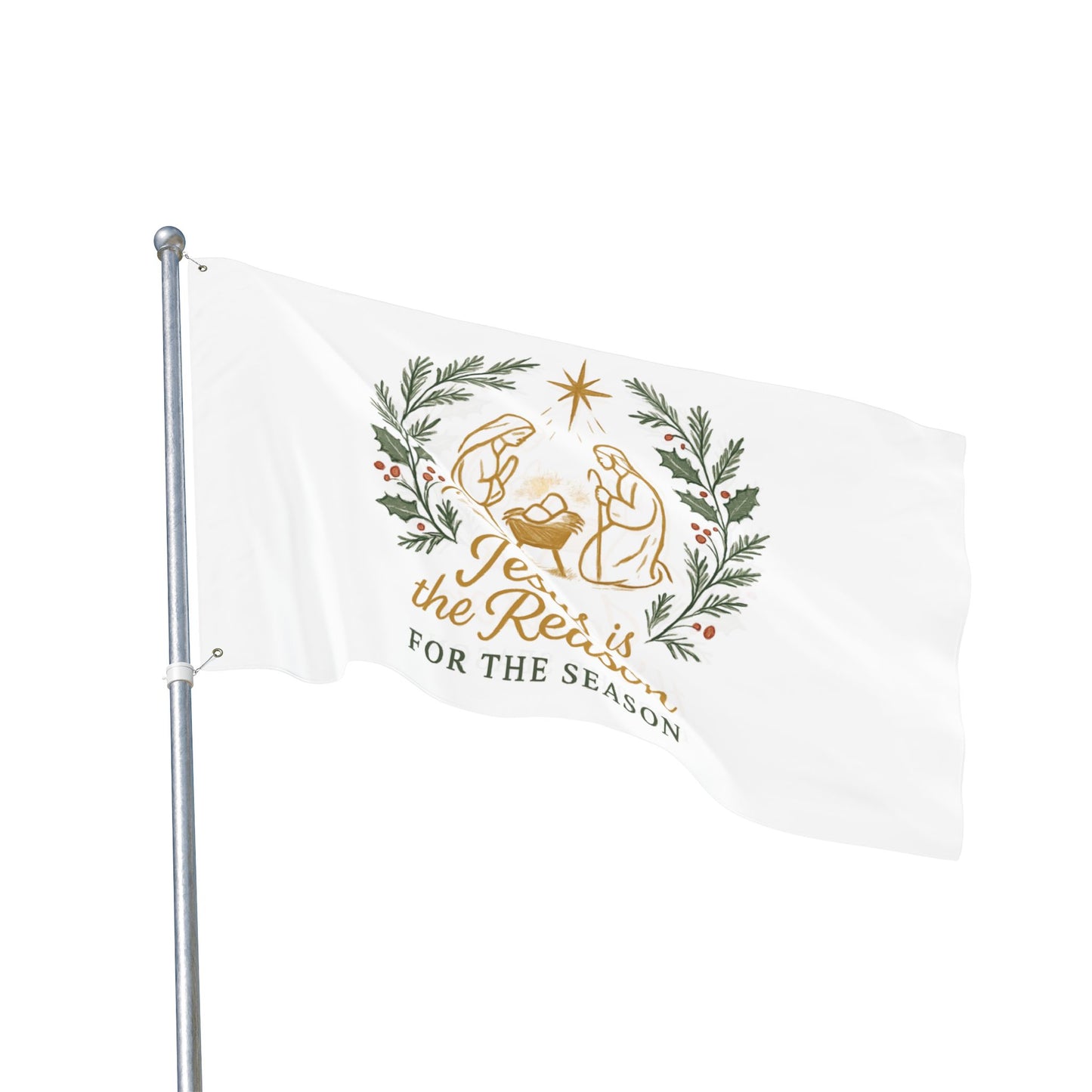 Double-Sided Flag — "Jesus Is the Reason for the Season" Nativity Christmas Flag