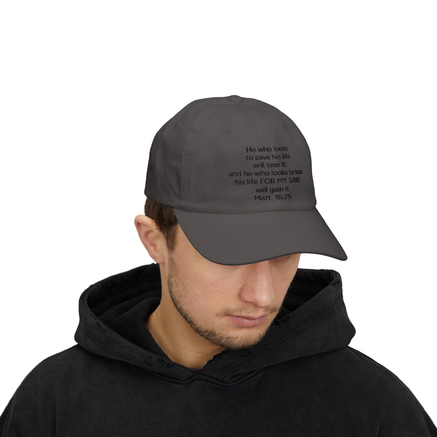 Christian Dad Cap – Matthew 16:25 Embroidered Baseball Hat